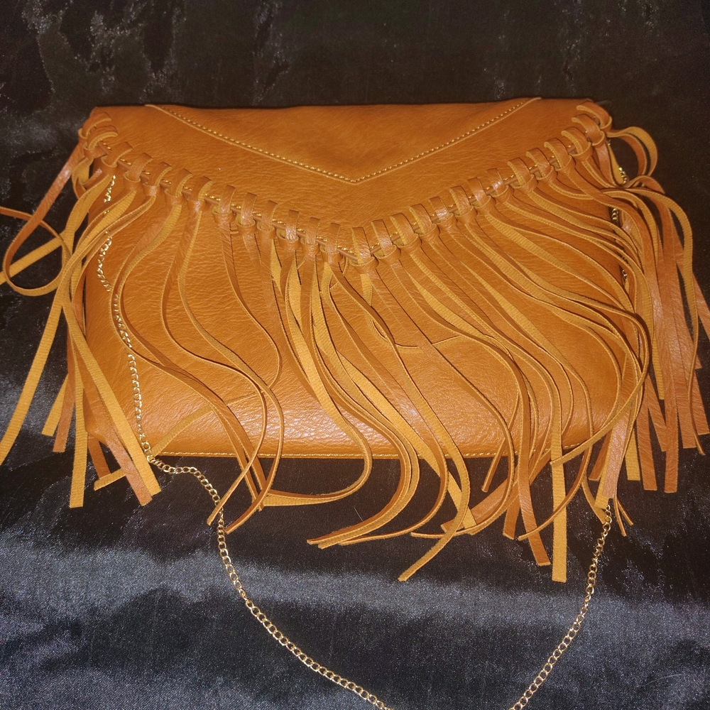 Fashion Bug Tan Fringe Clutch